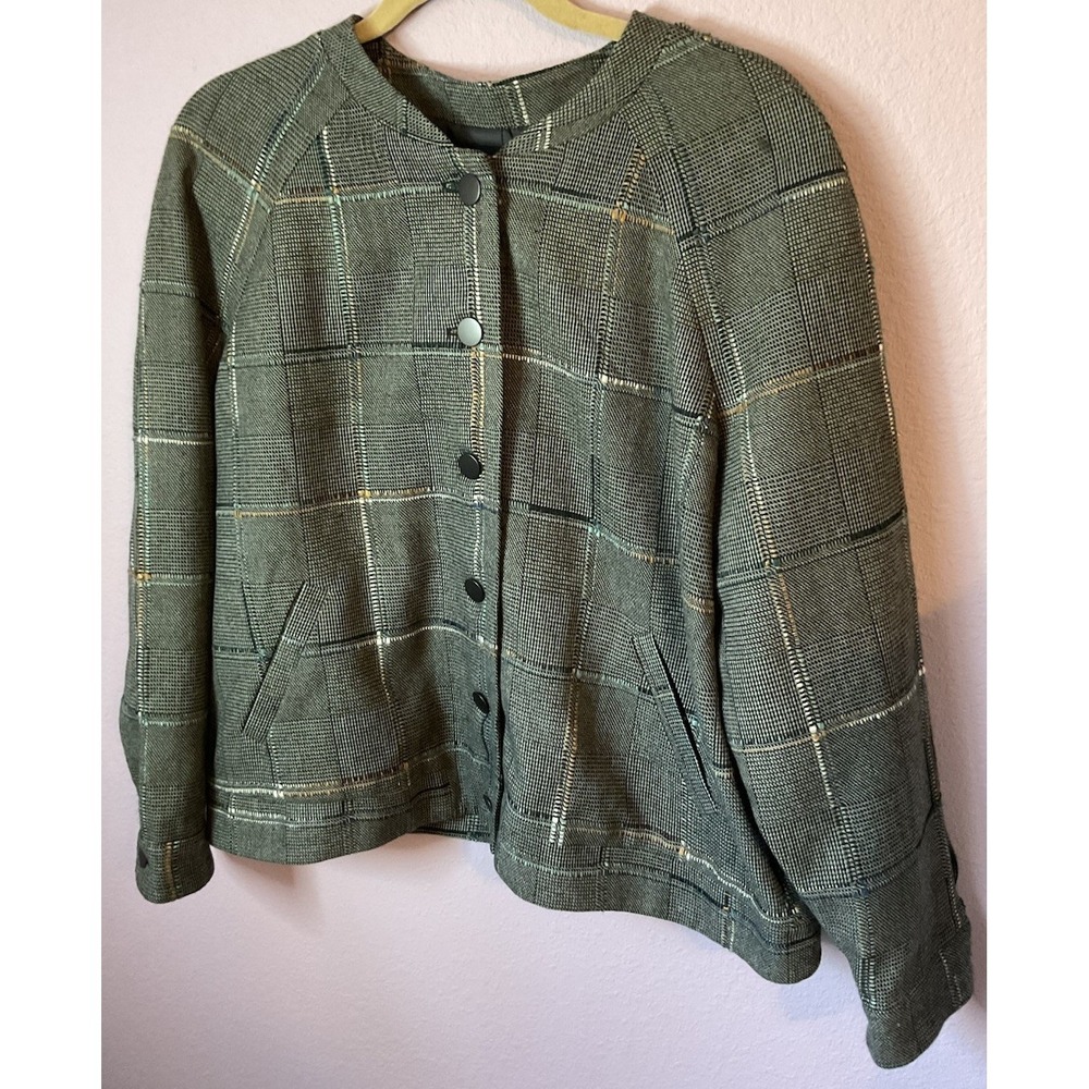 Christopher‎ & Banks Gray Plaid Blazer Bomber Jacket Size Large